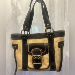 Coach Straw and Leather Bag